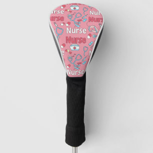 Couvre-club De Golf Motif sans couture de la vie d'infirmière rose (1)
