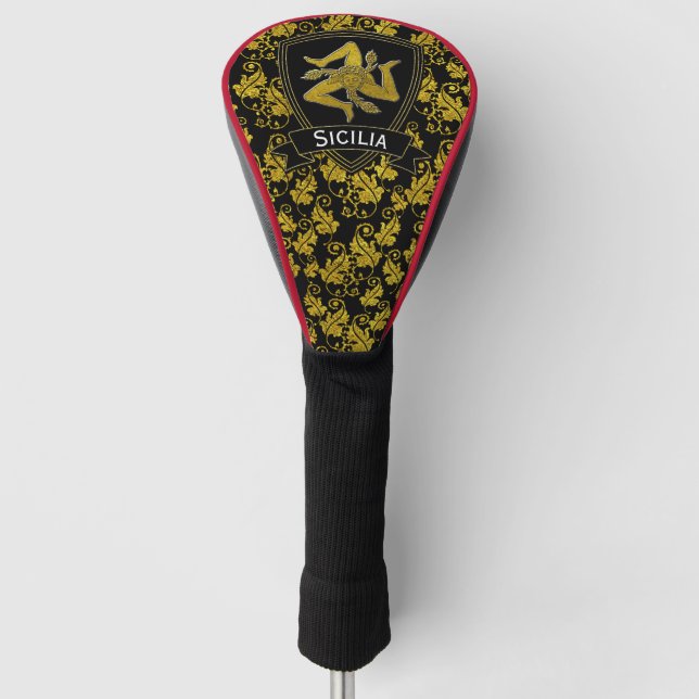 Couvre-club De Golf Motif sicilien classique de feuille d'or de (Devant)