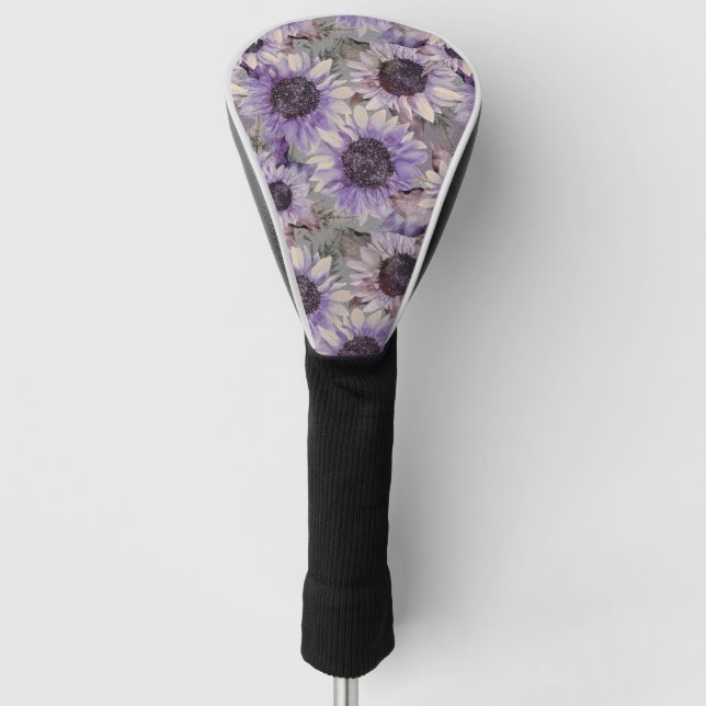 Couvre-club De Golf Motif Sunflower Mauve (Devant)