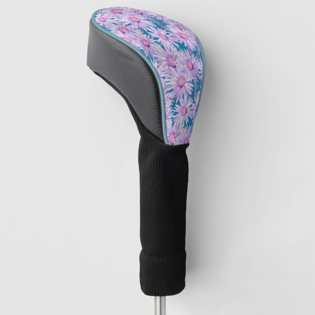 Couvre-club De Golf Motif super Retro Purple Daisy (Incliné)