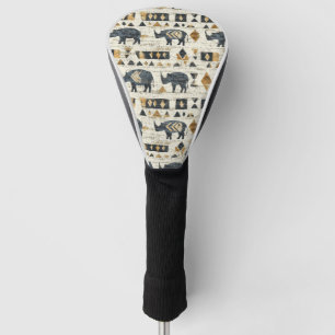 Couvre-club De Golf Motif tribal de rhinocéros rustique (1)