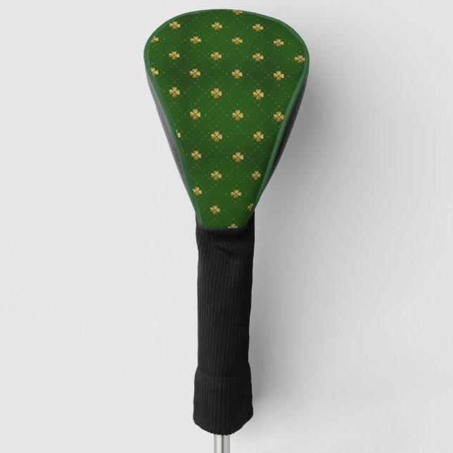 Couvre-club De Golf Motif vert d'or de trèfle (Devant)