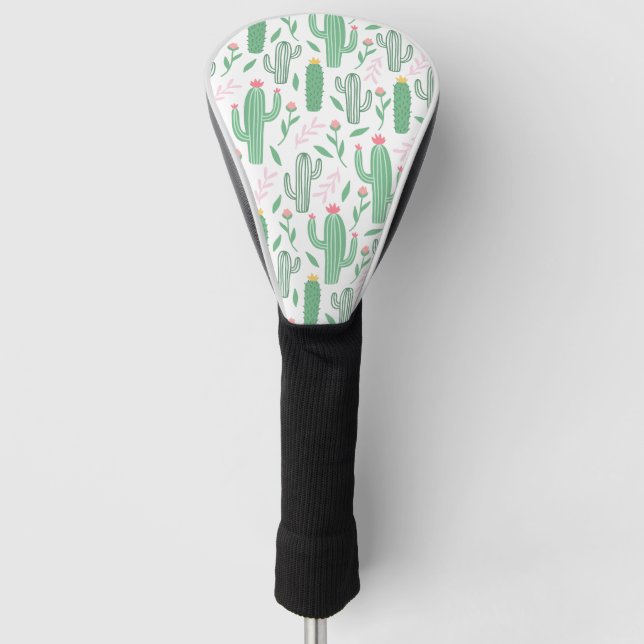 Couvre-club De Golf Motif vert pourpre de Cactus Plante (Devant)