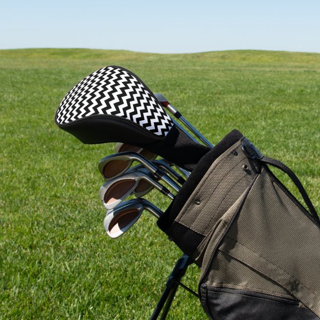 Couvre-club De Golf Motif Zigzag noir et blanc, Motif Chevron (In Situ)
