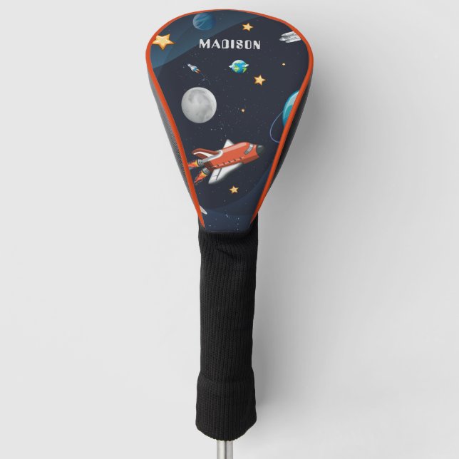 Couvre-club De Golf Navette spatiale personnalisée Voyage Lune Étoiles (Devant)