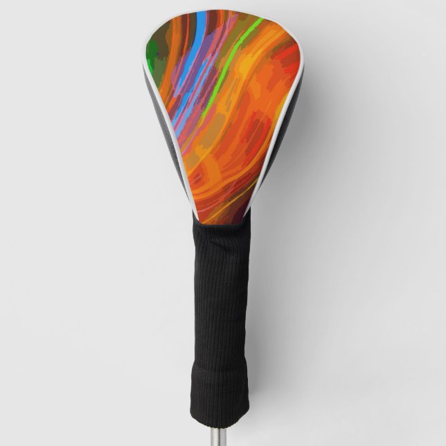 Couvre-club De Golf Neon Orange Green Blue Light Streak Design (Devant)