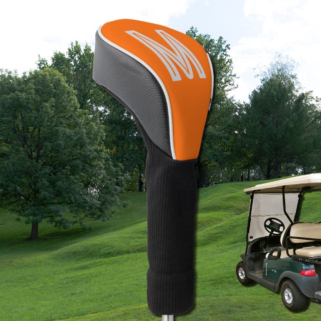 Couvre-club De Golf néon orange - monogramme gras (Créateur téléchargé)