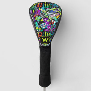 Couvre-club De Golf Neon Pop Music Graffiti Street Art Monogramme