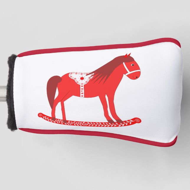 Couvre-club De Golf Noël scandinave Cheval Rocking (Devant)