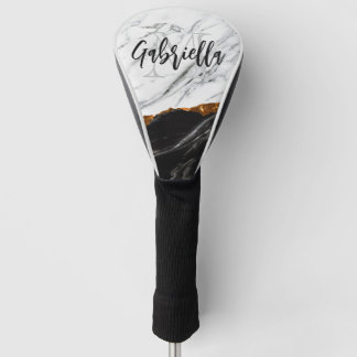 Couvre-club De Golf Noir et Marbre blanc