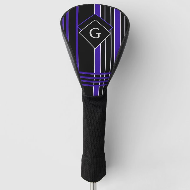 Couvre-club De Golf Noir et violet monogrammes triés (Devant)