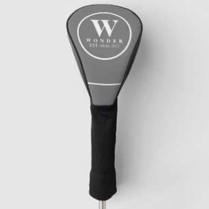 Couvre-club De Golf Nom de monogramme gris simple sur un conducteur mo