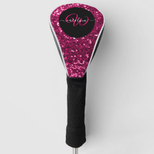 Couvre-club De Golf Nom de parties scintillant rose monogramme élégant