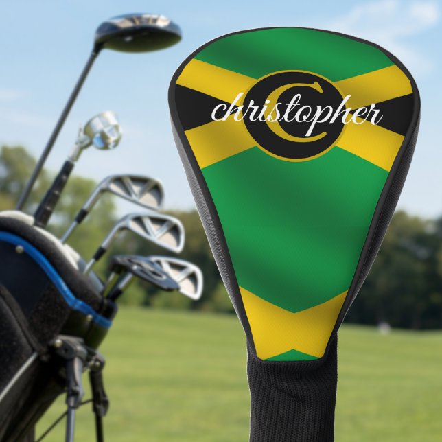 Couvre-club De Golf Nom du drapeau jamaïcain Monogramme (Jamaican Flag Name Monogram Golf Head Cover
)