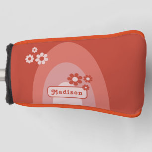 Couvre-club De Golf Nom floral simple rétro arch