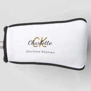 Couvre-club De Golf Nom initial du monogramme en or blanc noir