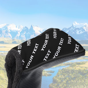 Couvre-club De Golf Nom modifiable répété en gras Blanc noir simple