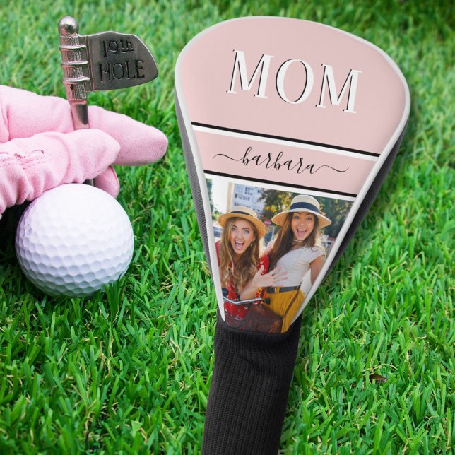 Couvre-club De Golf Nom MOM personnalisé rose élégant Photo (Créateur téléchargé)