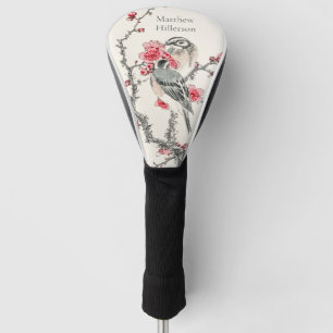 Couvre-club De Golf Nom personnalisé Arbre de prunes et oiseaux du se