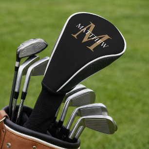 Couvre-club De Golf Nom personnalisé Monogramme noir