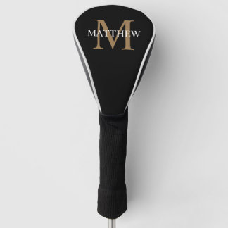 Couvre-club De Golf Nom personnalisé Monogramme noir
