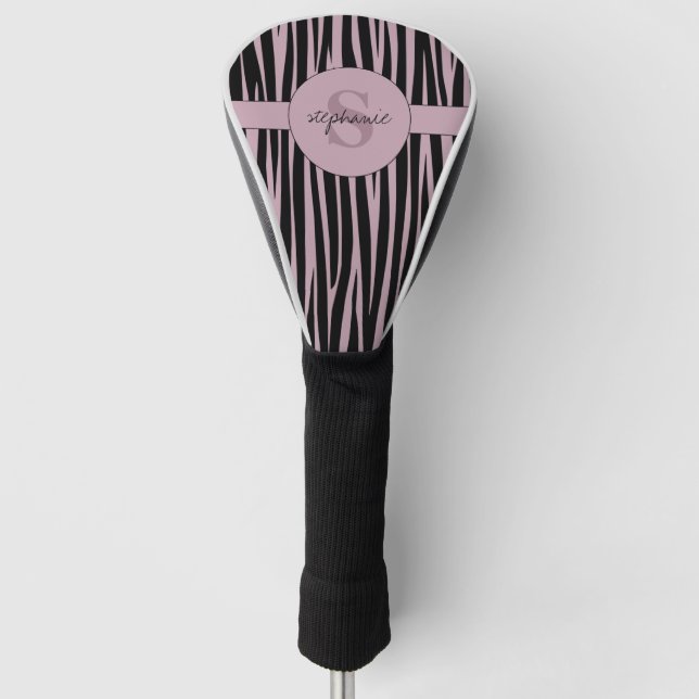 Couvre-club De Golf Nom personnalisé Monogramme Zebra stripes motif (Devant)
