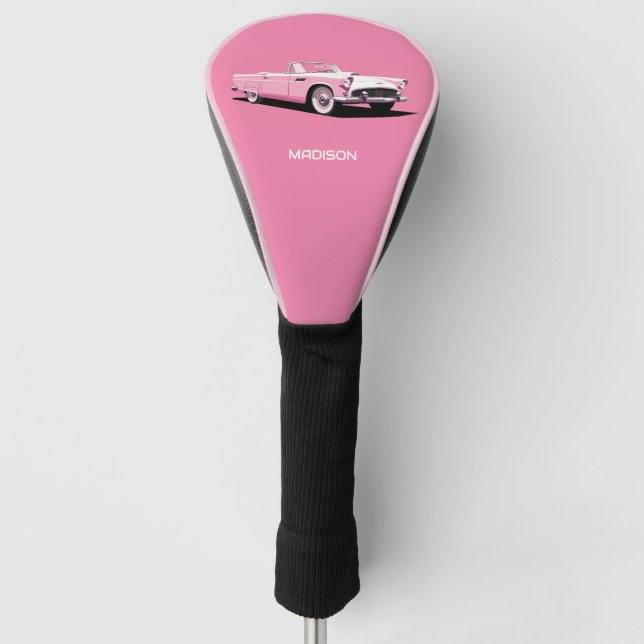 Couvre-club De Golf Nom personnalisé Pink Classic Car (Devant)