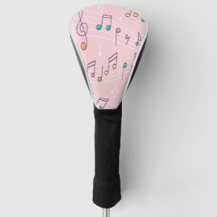 Couvre-club De Golf note de musique rose coloré musicien motif