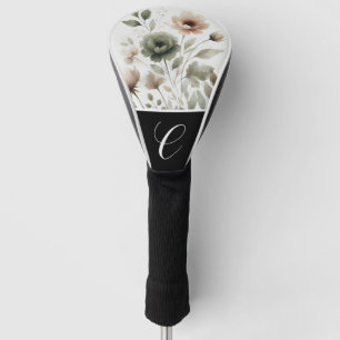 Couvre-club De Golf Olivier Poussiéreux & Fleurs Modernes Aquarelle Ro