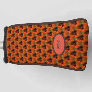 Couvre-club De Golf Orange And Brown Abstract Art Pattern Personalized