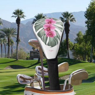 Couvre-club De Golf Orchidées roses chaudes Flore tropicale avec votre