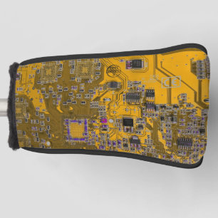 Couvre-club De Golf Ordinateur Geek Circuit Board Light Orange