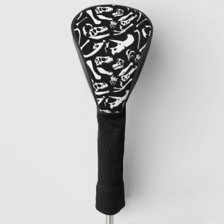 Couvre-club De Golf Os de dinosaure (noir et blanc)