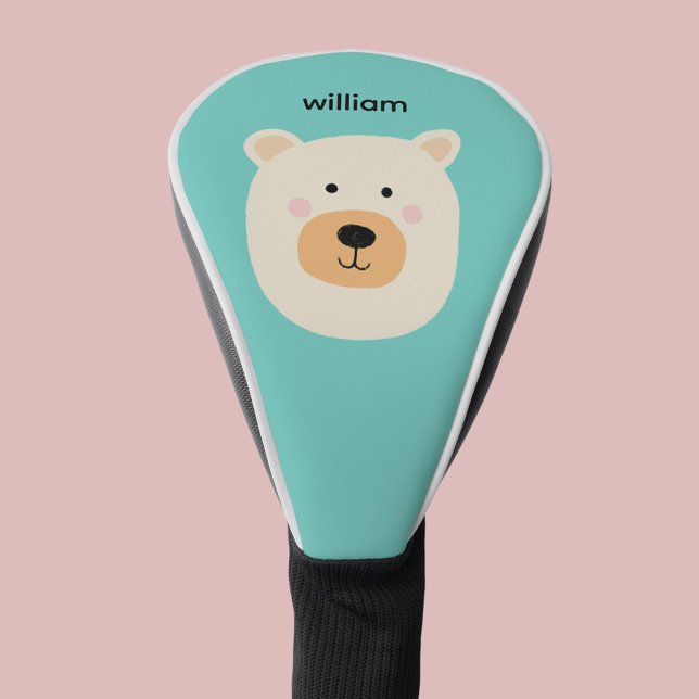 Couvre-club De Golf Ours blanc mou (Cute white polar bear kids personalized golf head cover.)