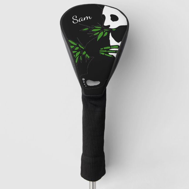 Couvre-club De Golf Panda géant mange du bambou noir (Devant)