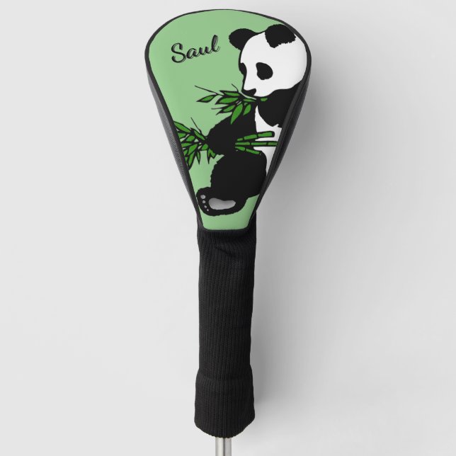 Couvre-club De Golf Panda géant Monogramme, Nom Vert (Devant)
