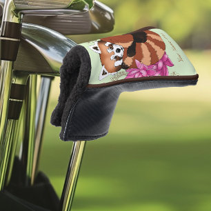 Couvre-club De Golf Panda Rouge Lotus Fleurs Henné