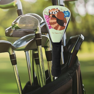 Couvre-club De Golf Panda Rouge Lotus Fleurs Henné