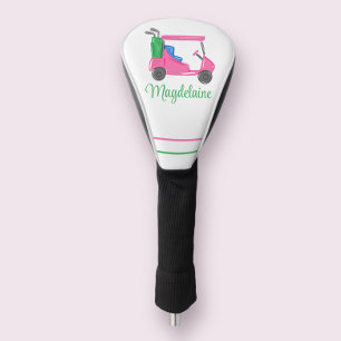 Couvre-club De Golf Panier de golf Preppy Pink Nom personnalisé