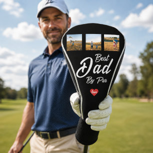 Couvre-club De Golf Papa Ét. Meilleur par Par Blanc Script Cœur 3 Phot