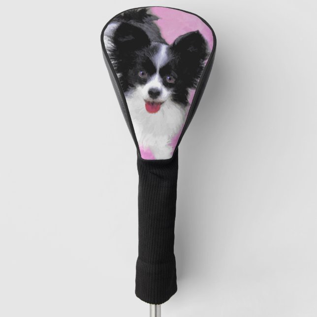 Couvre-club De Golf Papillon (blanc et noir) Peinture - Chien Art (Devant)