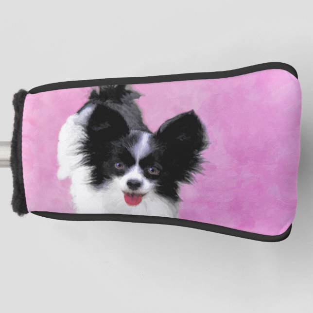 Couvre-club De Golf Papillon (blanc et noir) Peinture - Chien Art (Devant)