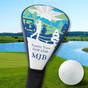 Couvre-club De Golf Parcours Pittoresque personnalisé Rétro Golfer mod