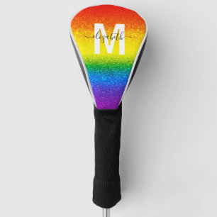 Couvre-club De Golf Parties scintillant arc-en-ciel chic rayures Nom d