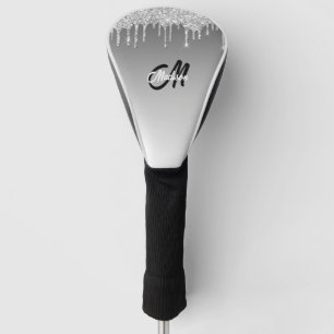 Couvre-club De Golf Parties scintillant argent goutte Monogramme étinc