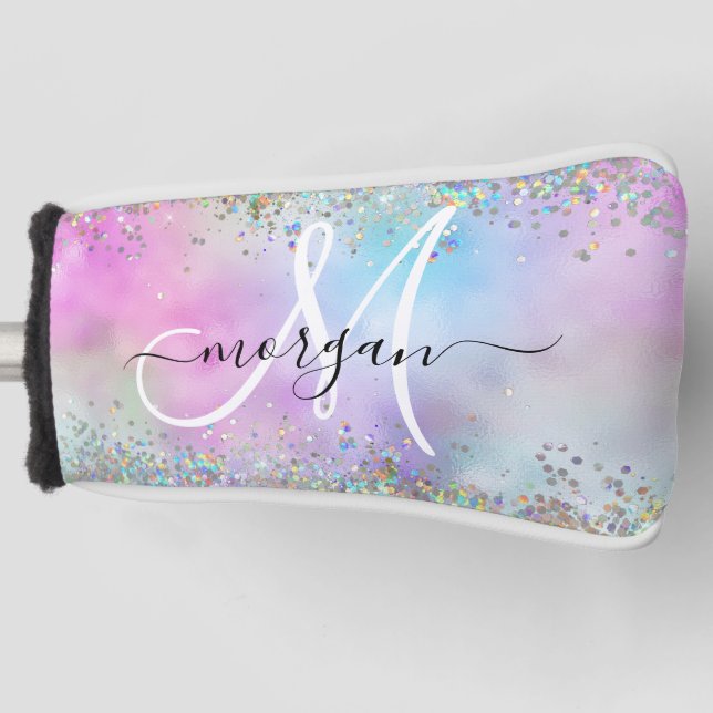 Couvre-club De Golf Parties scintillant holographique Rainbow Pastels  (Devant)