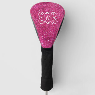 Couvre-club De Golf Parties scintillant rose tendance Monogramme blanc