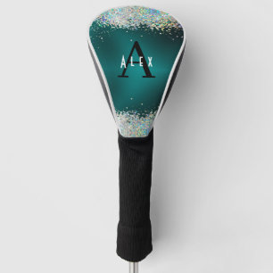 Couvre-club De Golf Parties scintillant Turquoise bleue Monogramme Ajo