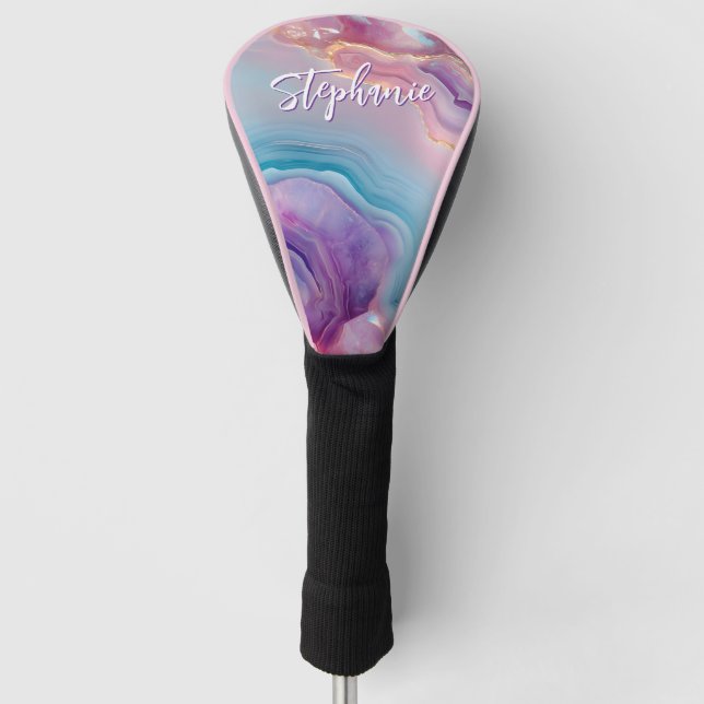 Couvre-club De Golf Pastel Purple Blue Rose Agate (Devant)