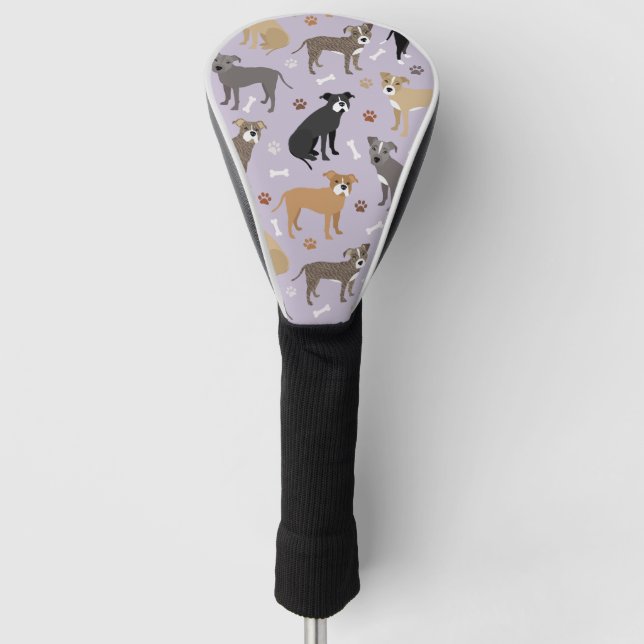 Couvre-club De Golf Pâtes Pitbull et tête de golf Bones (Devant)